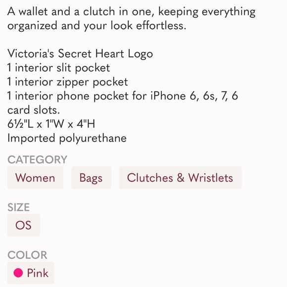 NWT Victoria’s Secret Fuchsia Wallet / Wristlet - Picture 14 of 14